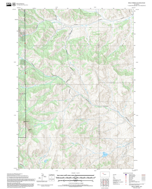 2025 Forest Service Topo Map of Milk Creek Wyoming