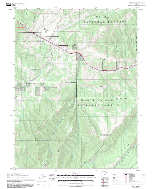 2025 Forest Service Topo Map of Mill Fork Utah