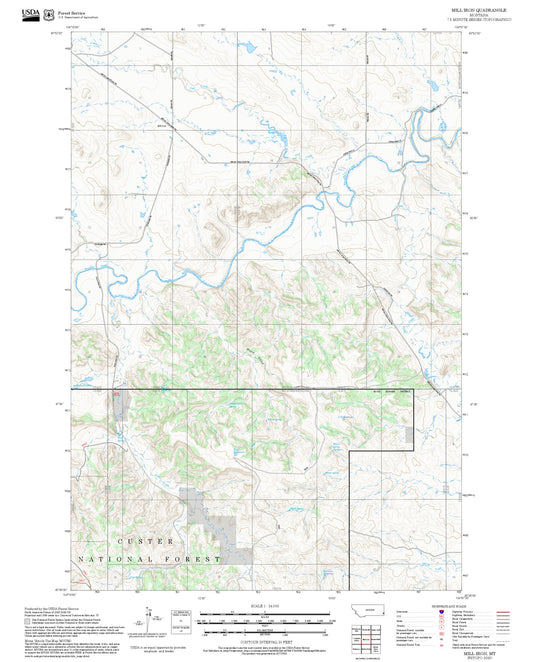 2025 Forest Service Topo Map of Mill Iron Montana