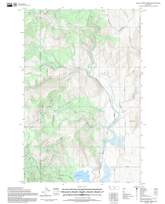 2025 Forest Service Topo Map of Mill Pocket Creek Montana