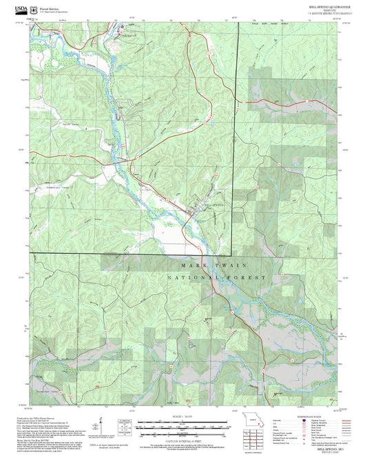 2025 Forest Service Topo Map of Mill Spring Missouri