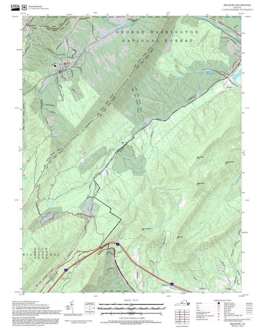 2025 Forest Service Topo Map of Millboro Virginia