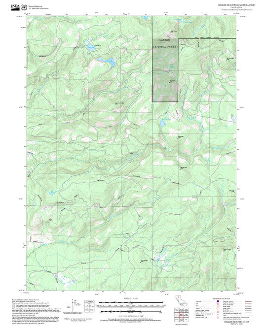 2025 Forest Service Topo Map of Miller Mountain California
