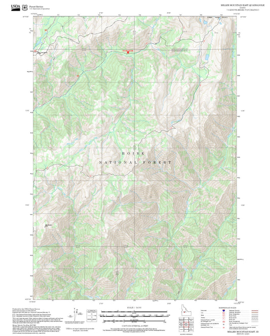 2025 Forest Service Topo Map of Miller Mountain East Idaho
