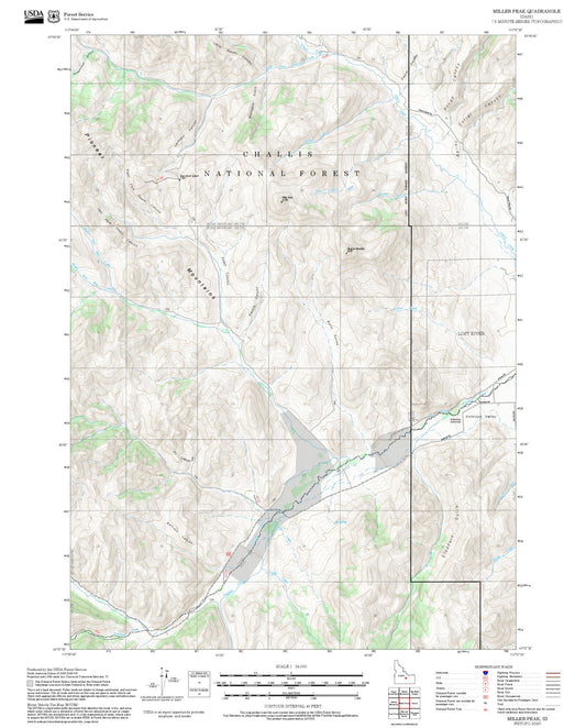 2025 Forest Service Topo Map of Miller Peak Idaho