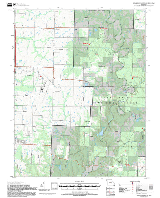2025 Forest Service Topo Map of Millersburg SW Missouri