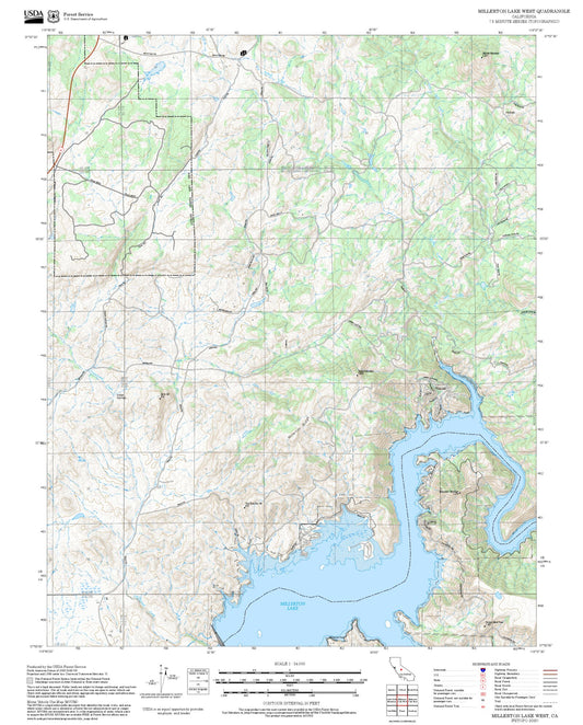 2025 Forest Service Topo Map of Millerton Lake West California