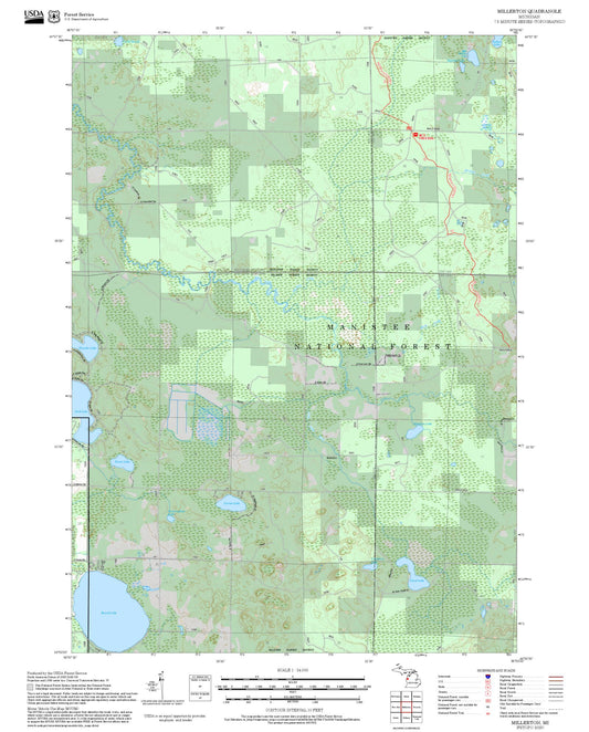 2025 Forest Service Topo Map of Millerton Michigan