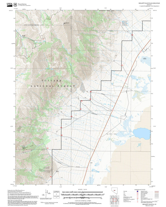 2025 Forest Service Topo Map of Millett Ranch Nevada