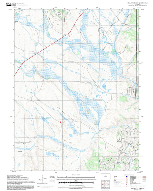 2025 Forest Service Topo Map of Milligan Lakes Colorado
