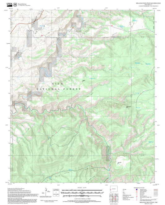 2025 Forest Service Topo Map of Milligan Mountain New Mexico