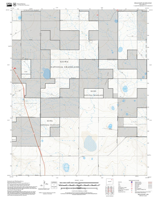 2025 Forest Service Topo Map of Mills East New Mexico