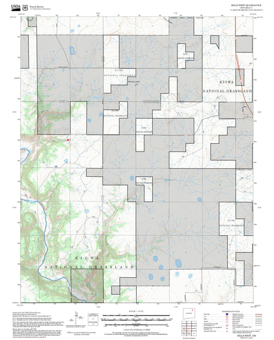 2025 Forest Service Topo Map of Mills West New Mexico