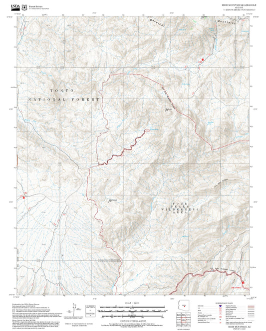 2025 Forest Service Topo Map of Mine Mountain Arizona