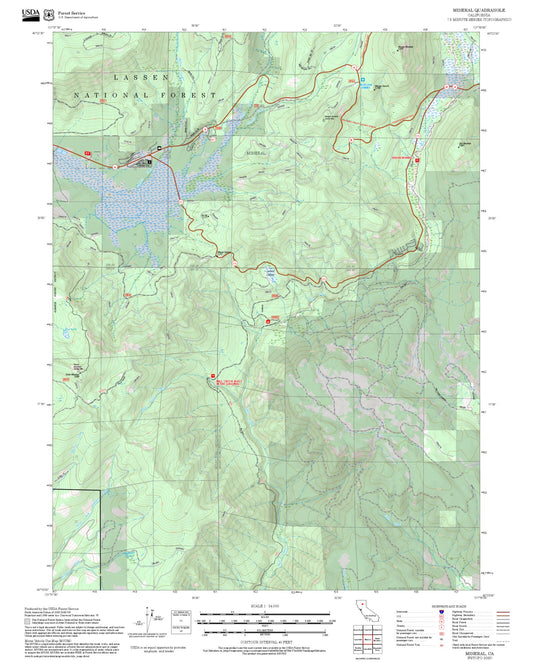 2025 Forest Service Topo Map of Mineral California