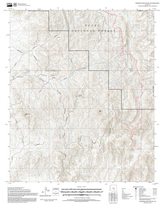 2025 Forest Service Topo Map of Mineral Mountain Arizona