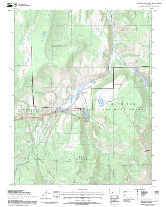 2025 Forest Service Topo Map of Mineral Mountain Colorado