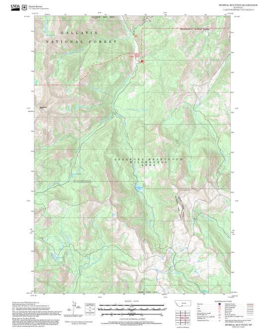 2025 Forest Service Topo Map of Mineral Mountain Montana