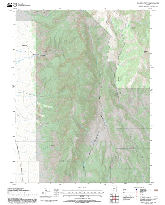 2025 Forest Service Topo Map of Minerva Canyon Nevada