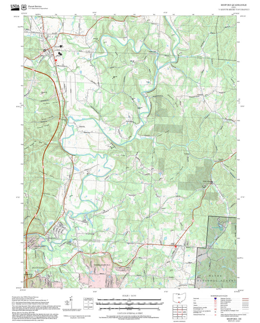 2025 Forest Service Topo Map of Minford Ohio