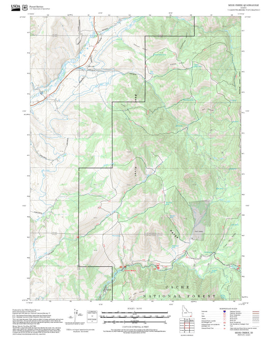 2025 Forest Service Topo Map of Mink Creek Idaho