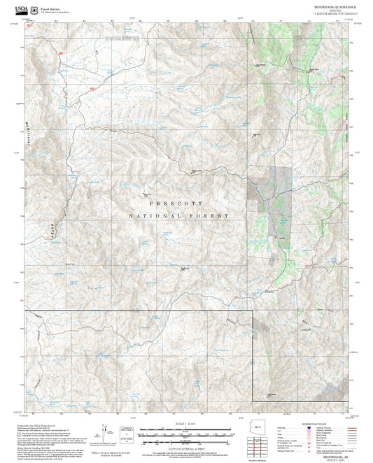 2025 Forest Service Topo Map of Minnehaha Arizona