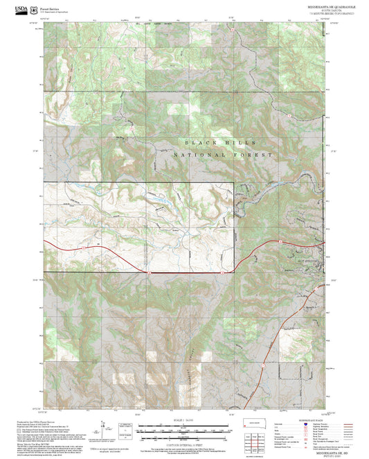 2025 Forest Service Topo Map of Minnekahta NE South Dakota