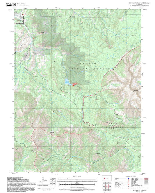 2025 Forest Service Topo Map of Minnesota Pass Colorado