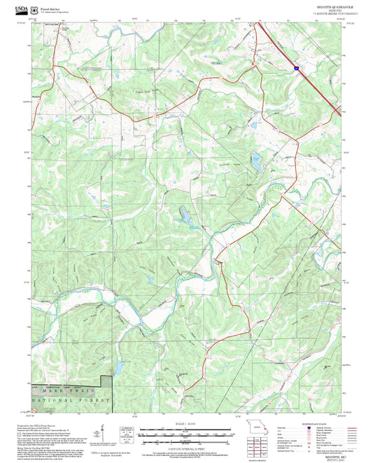 2025 Forest Service Topo Map of Minnith Missouri