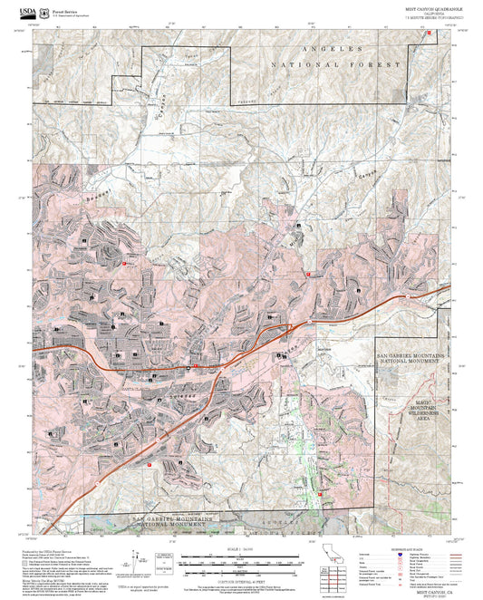 2025 Forest Service Topo Map of Mint Canyon California