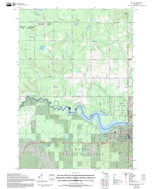 2025 Forest Service Topo Map of Mio Michigan