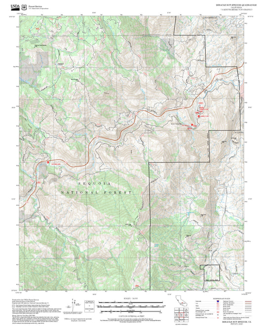2025 Forest Service Topo Map of Miracle Hot Springs California
