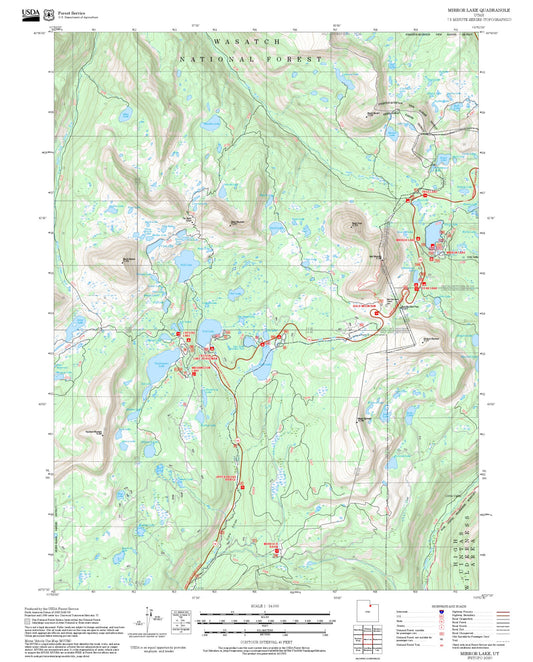 2025 Forest Service Topo Map of Mirror Lake Utah