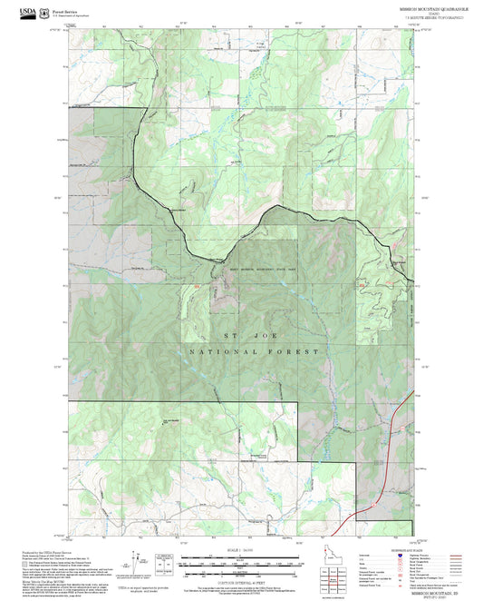 2025 Forest Service Topo Map of Mission Mountain Idaho