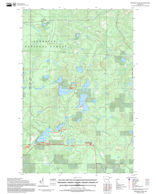 2025 Forest Service Topo Map of Mitawan Lake Minnesota