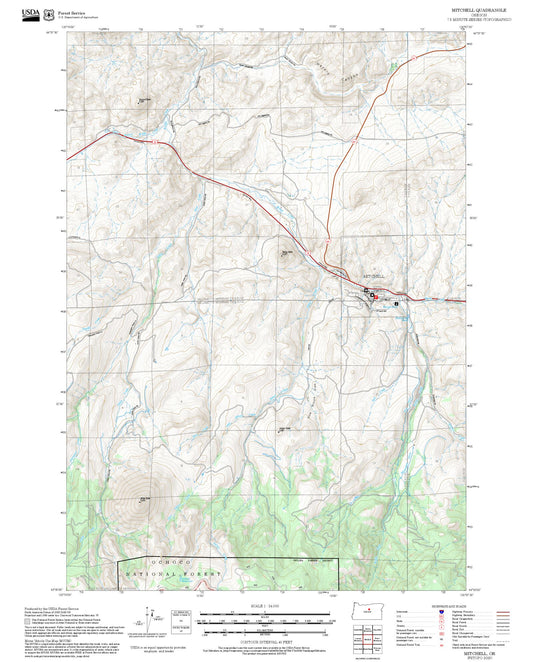 2025 Forest Service Topo Map of Mitchell Oregon