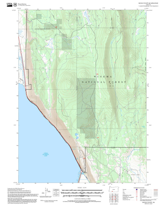 2025 Forest Service Topo Map of Modoc Point Oregon