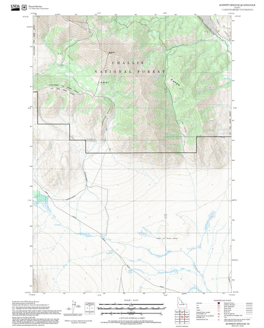 2025 Forest Service Topo Map of Moffett Springs Idaho