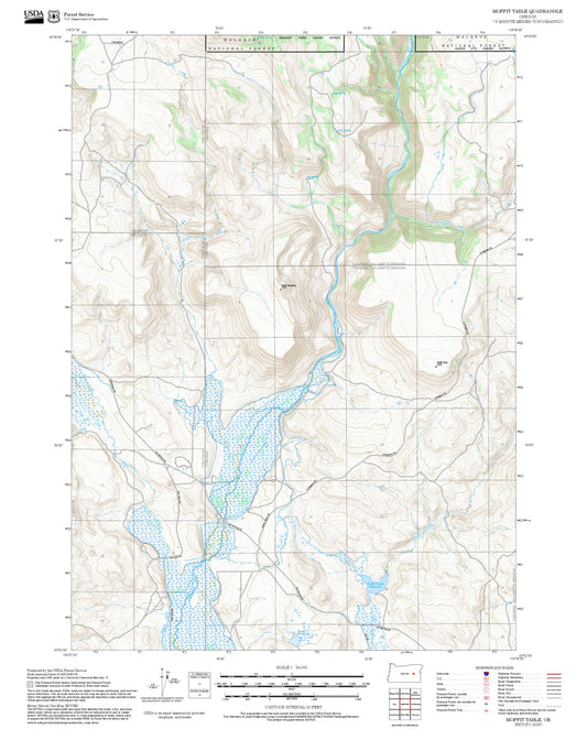 2025 Forest Service Topo Map of Moffit Table Oregon