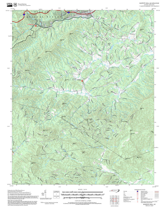 2025 Forest Service Topo Map of Moffitt Hill North Carolina