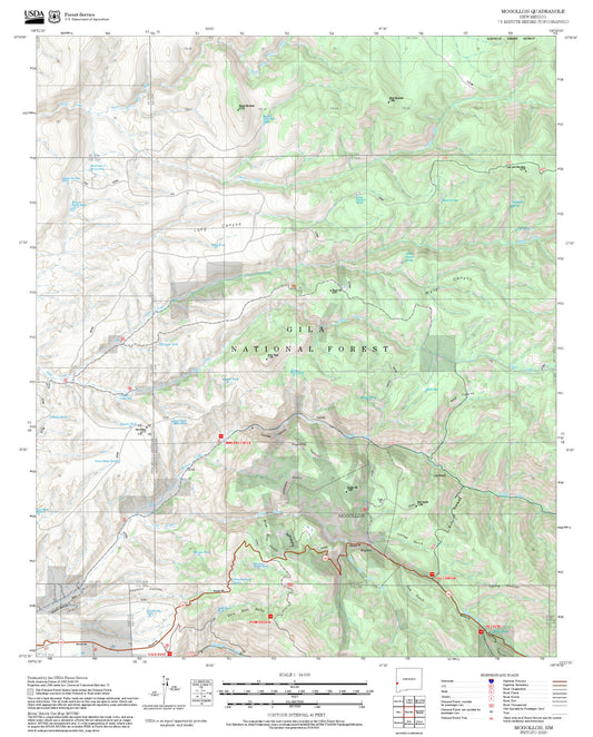 2025 Forest Service Topo Map of Mogollon New Mexico
