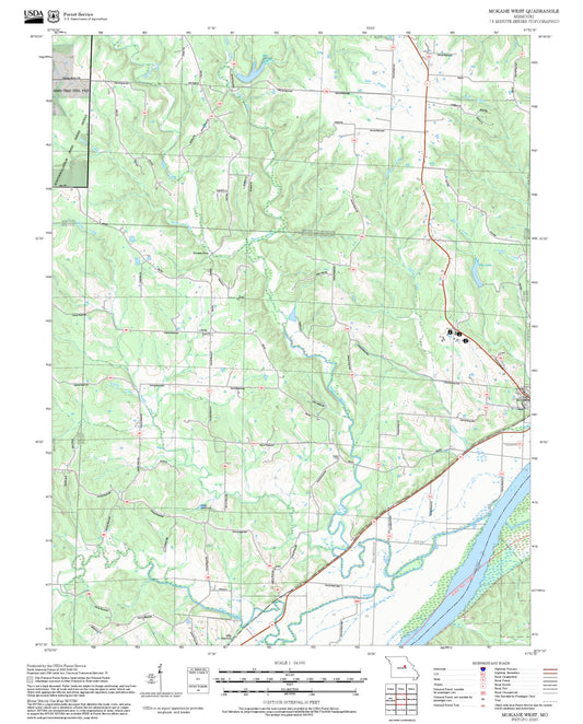 2025 Forest Service Topo Map of Mokane West Missouri