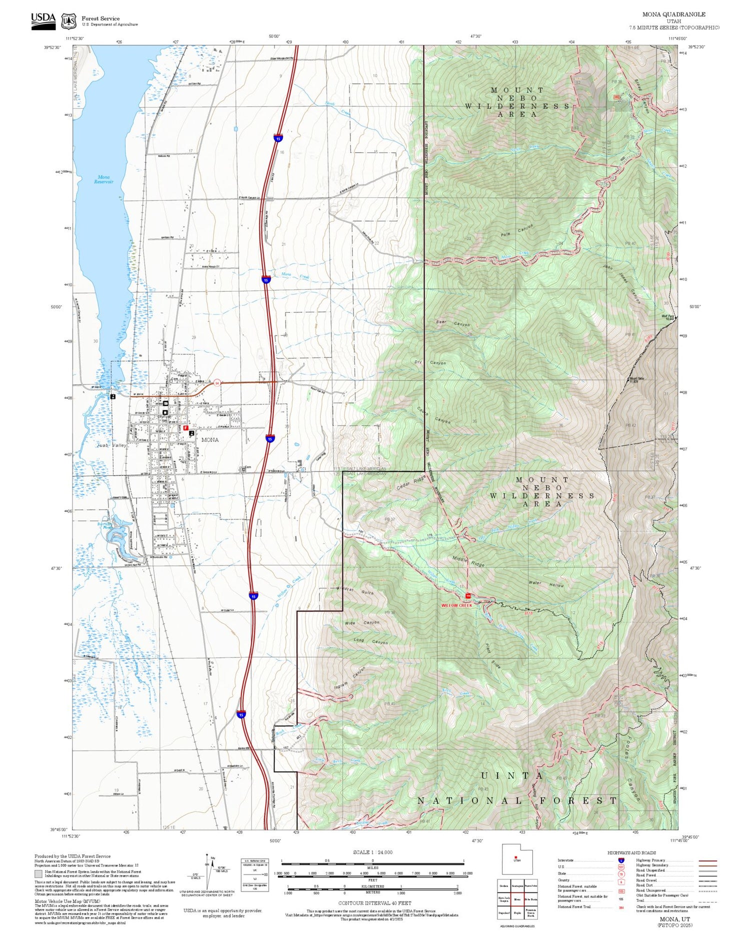 2025 Forest Service Topo Map of Mona Utah
