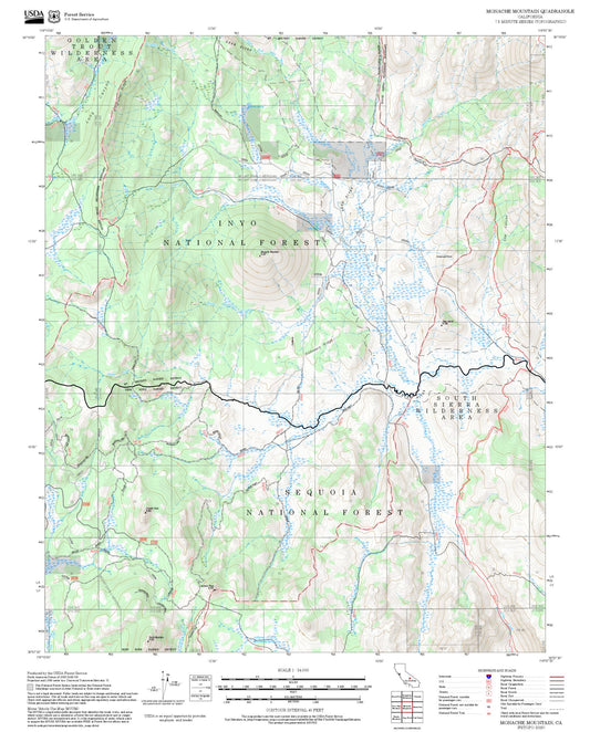 2025 Forest Service Topo Map of Monache Mountain California