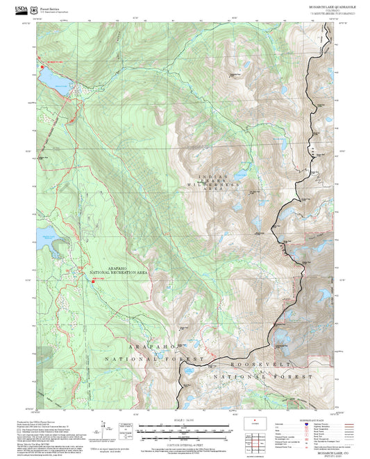 2025 Forest Service Topo Map of Monarch Lake Colorado