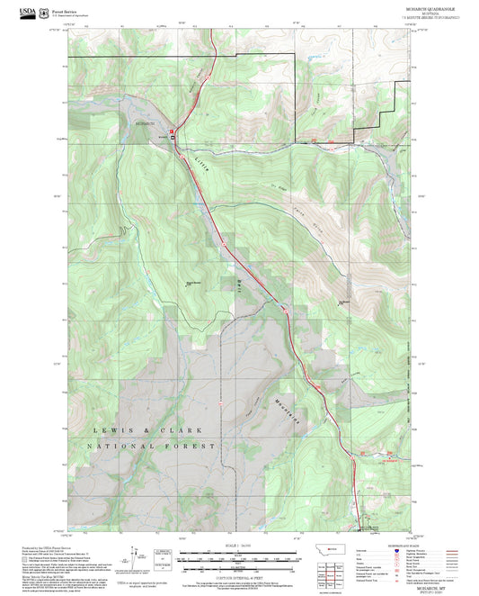 2025 Forest Service Topo Map of Monarch Montana