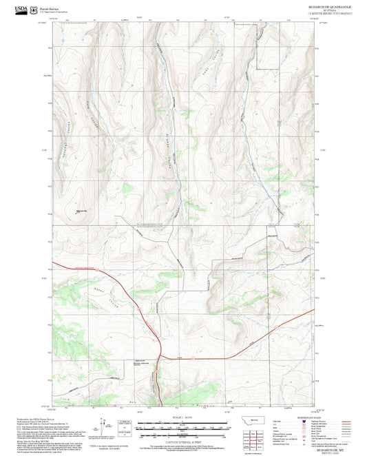 2025 Forest Service Topo Map of Monarch NE Montana