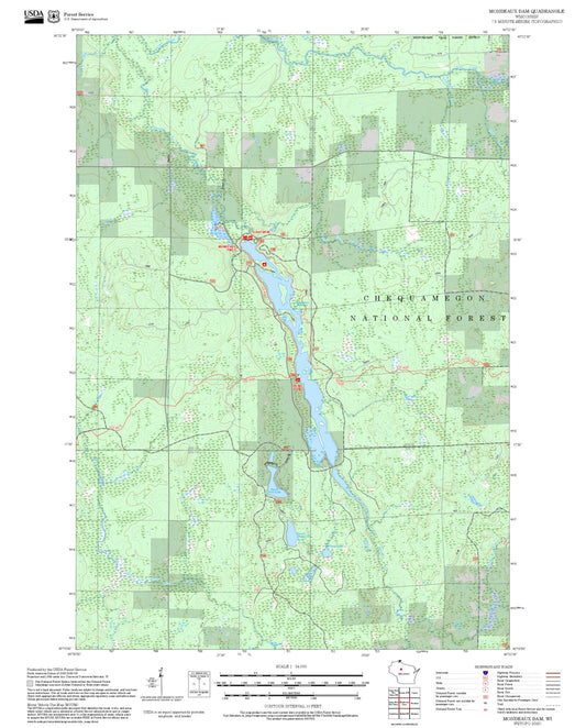 2025 Forest Service Topo Map of Mondeaux Dam Wisconsin