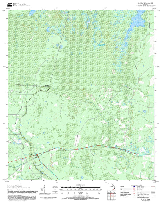2025 Forest Service Topo Map of Moniac Georgia