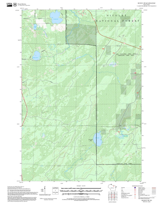 2025 Forest Service Topo Map of Monico NE Wisconsin